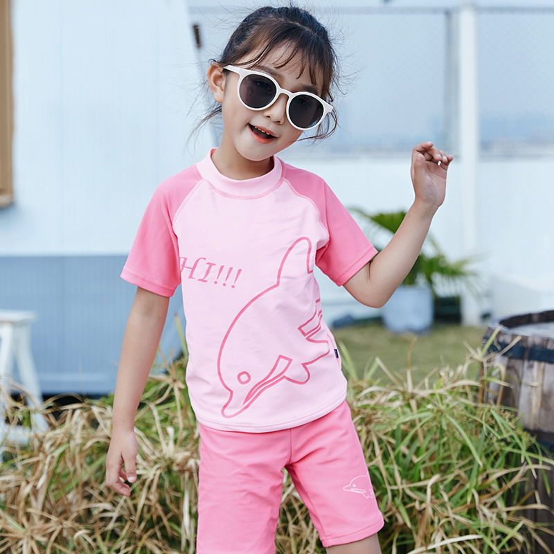 tnzi天姿新款儿童分体游泳衣女孩女童中大童小孩泳装两件套装防晒