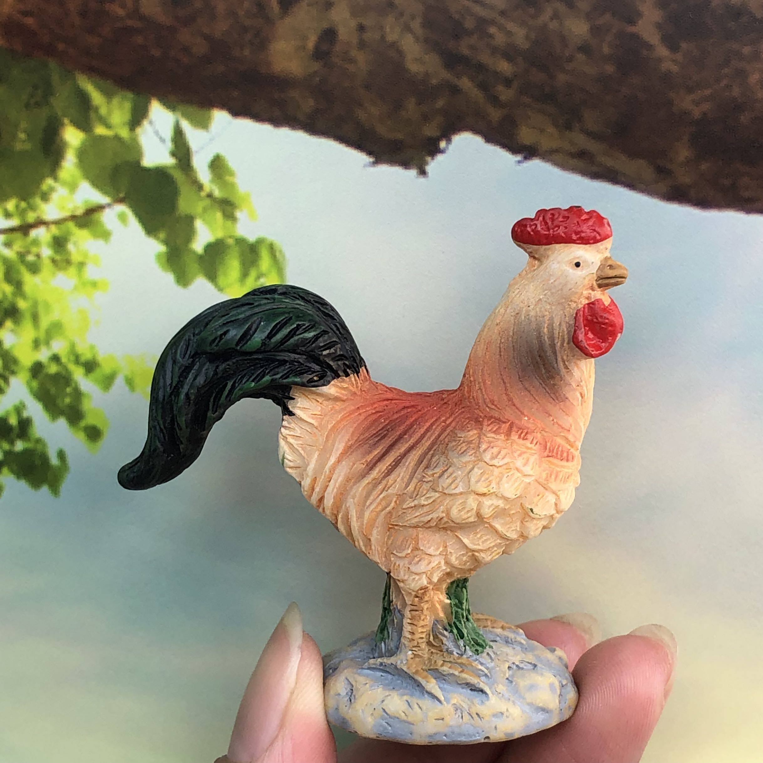 仿真公鸡母鸡苔藓景观装饰diy摆件造景卡通其他模型玩具