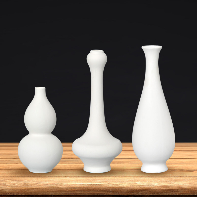 素坯陶瓷花瓶半成品陶吧diy薄胎炳烯釉下彩绘白模填色