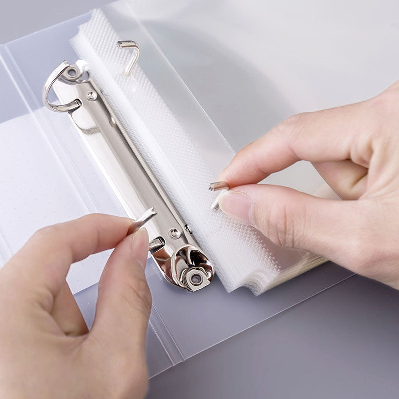 透明活页文件夹手账2孔打孔a4横款b5a5试卷文件夹