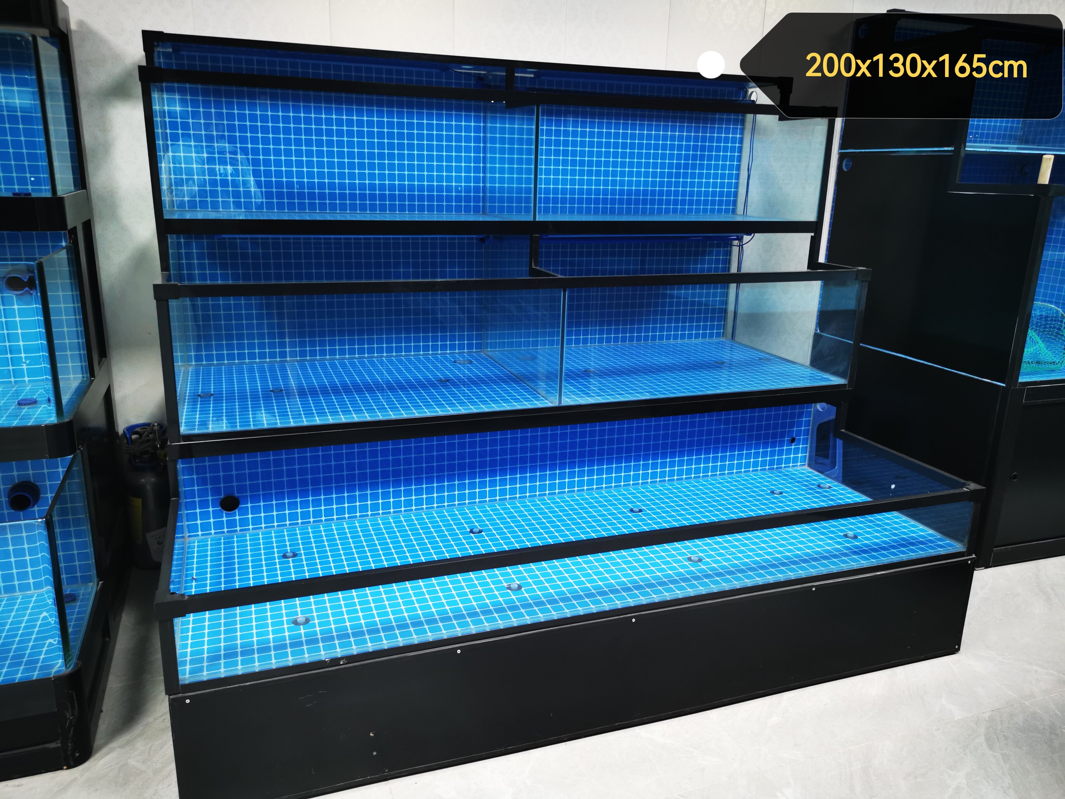 鱼缸现货清仓商用海鲜玻璃活鲜冰柜一体移动式鱼缸