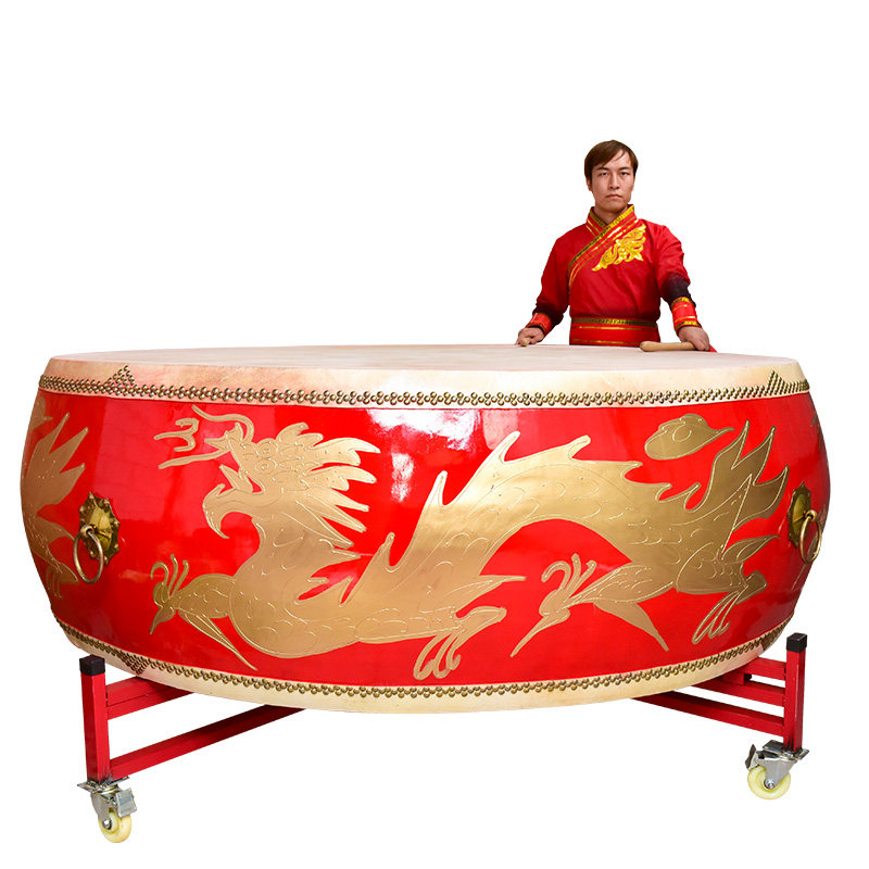 1/1.5/2米牛皮大鼓成人立式龙鼓中国红演出战鼓实木堂鼓舞蹈大鼓