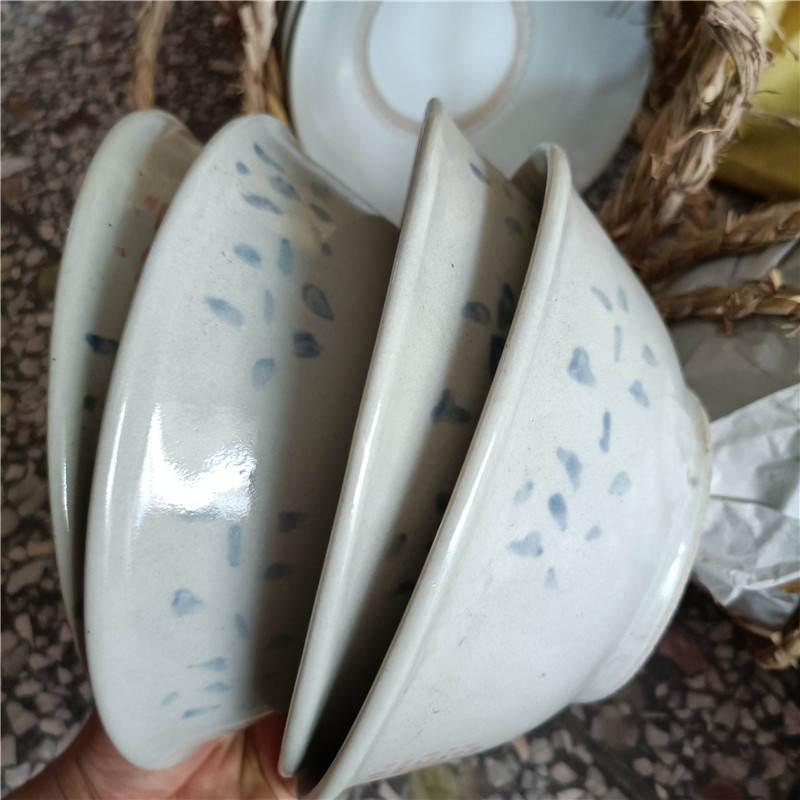 2个库存老式大花汤碗粗瓷面汤记忆中的工艺碗