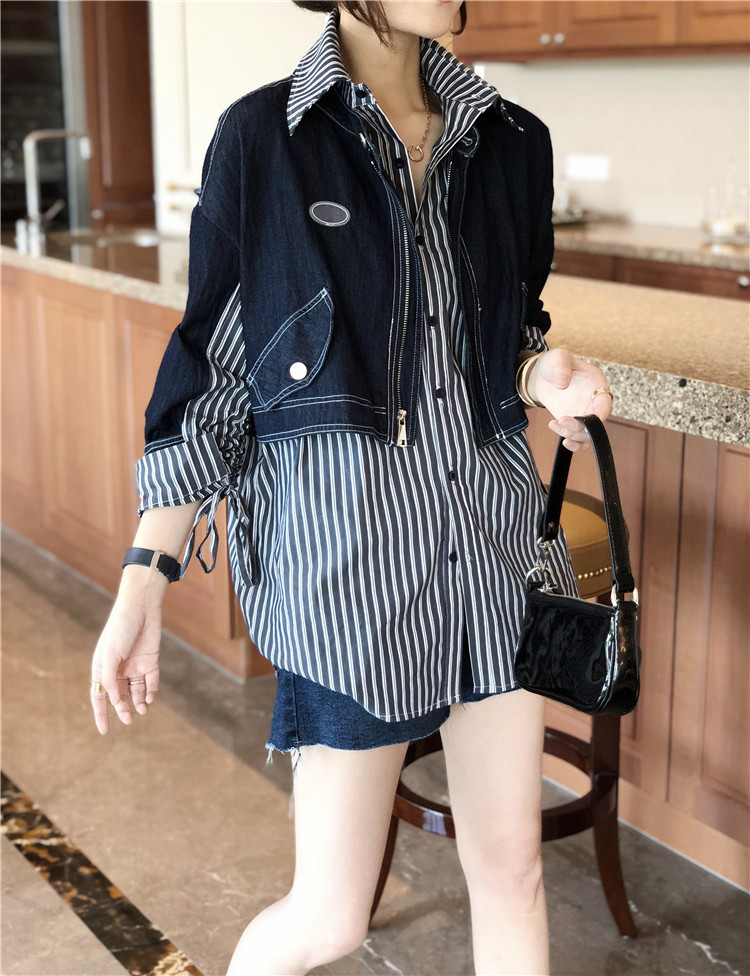 假两件衬衫牛仔外套女欧洲站冬装2020新款欧货女装时尚洋气上衣潮