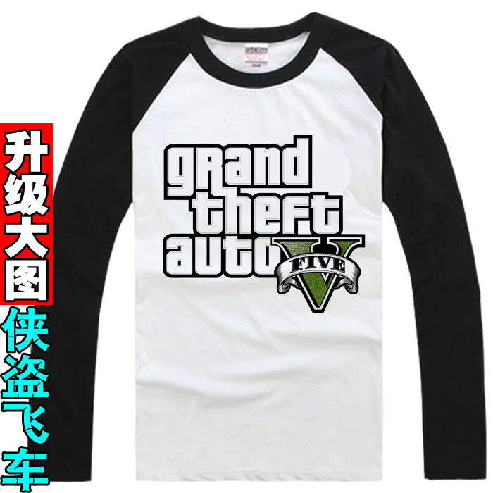 侠盗车手罪恶都市崔佛老崔爷富兰克林麦克长袖打底男女t恤