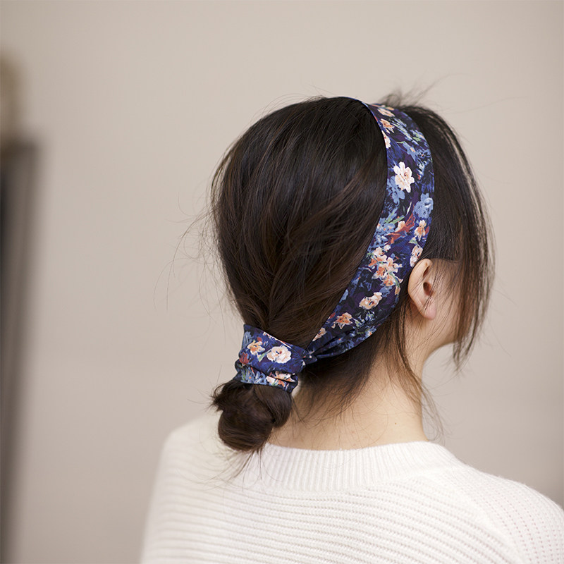 油画碎花发带女绑发外出蝴蝶结发饰百搭特色小众发饰