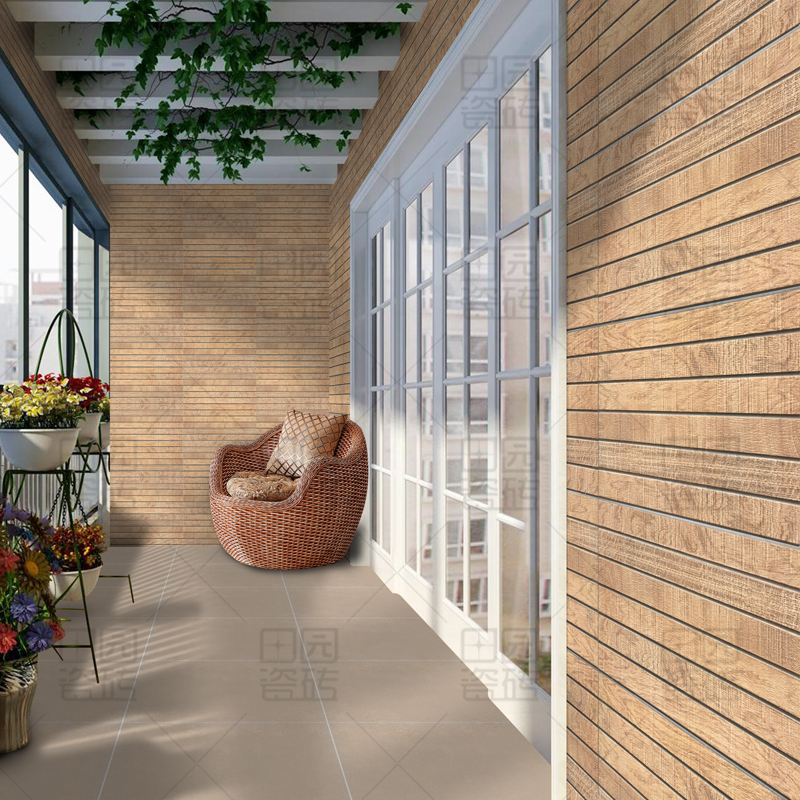 阳台瓷砖 简约现代阳台墙砖 田园瓷砖北欧木纹户外露台防滑地砖
