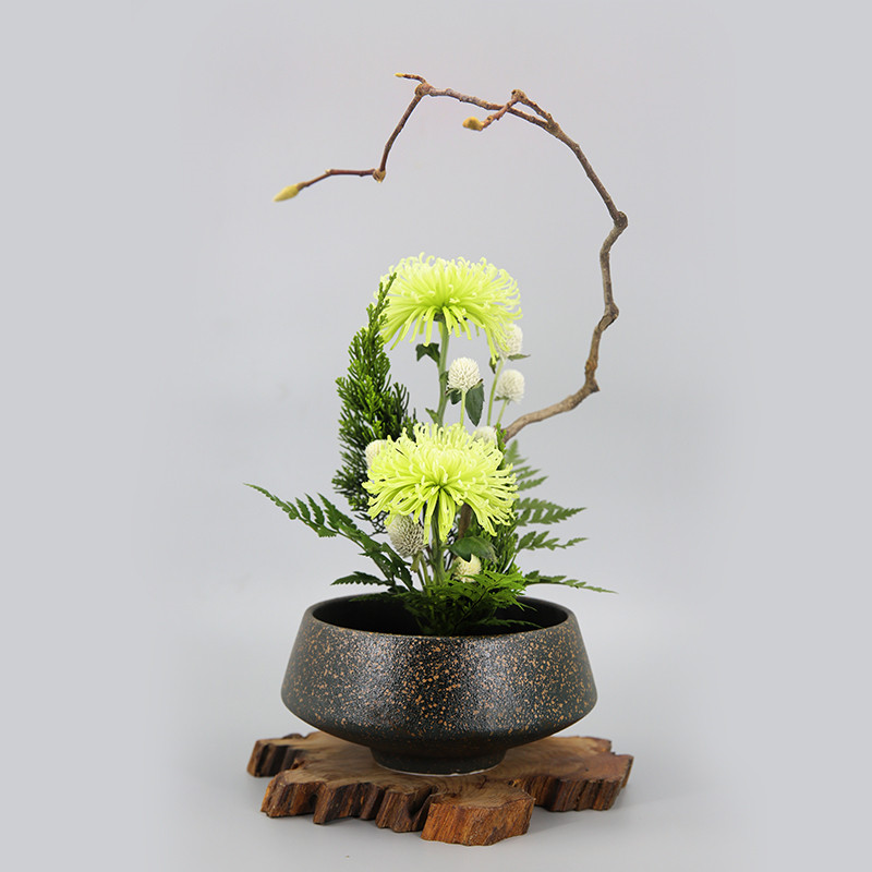 插花剑山陶瓷花盆盆花日式花道中式式禅意茶席花盆