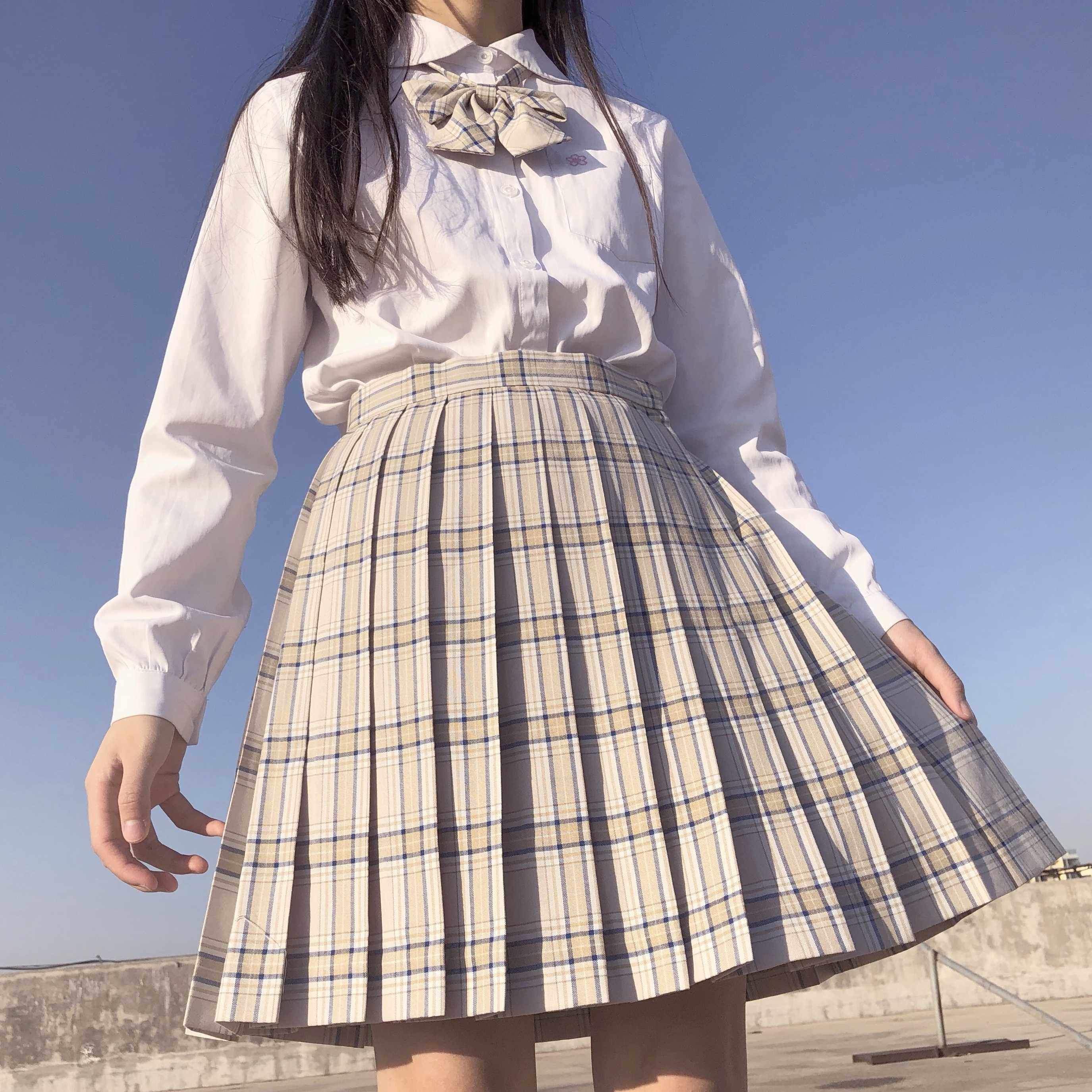 奶茶格日学院jk少女半身百搭高腰百褶裙新品半身裙