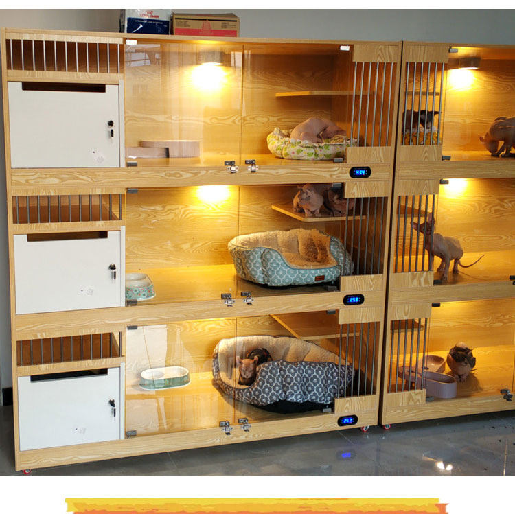 实木三层别墅笼子猫窝展示柜繁育寄养猫咪产房笼子