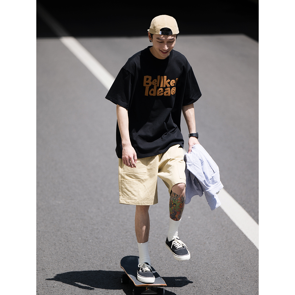 Bellken早起工作室22SS 260g重磅日系T恤短袖男复古流行宽松情侣
