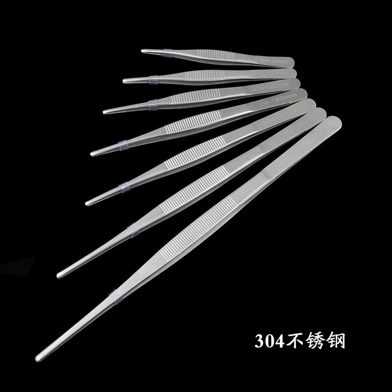 不锈钢镊子钝头敷料镊圆头带夹子长度12530cm钳子其它夹持类工具