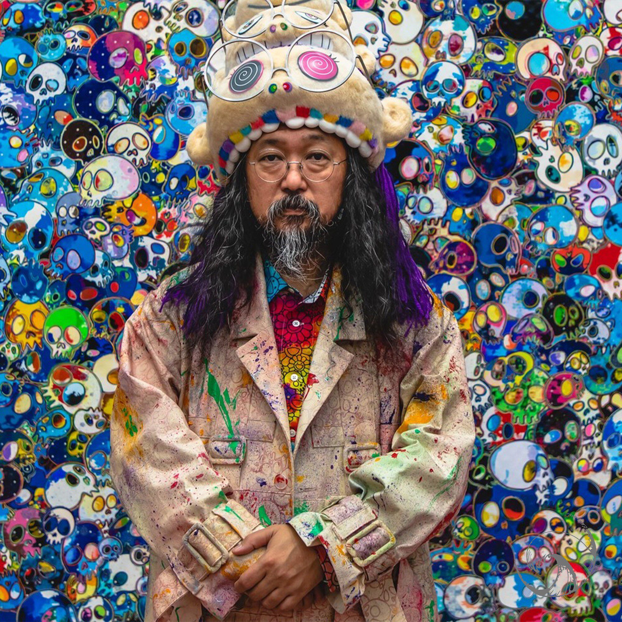 国内现货村上隆红蓝色太阳花骷髅拼图带框装饰画拼图