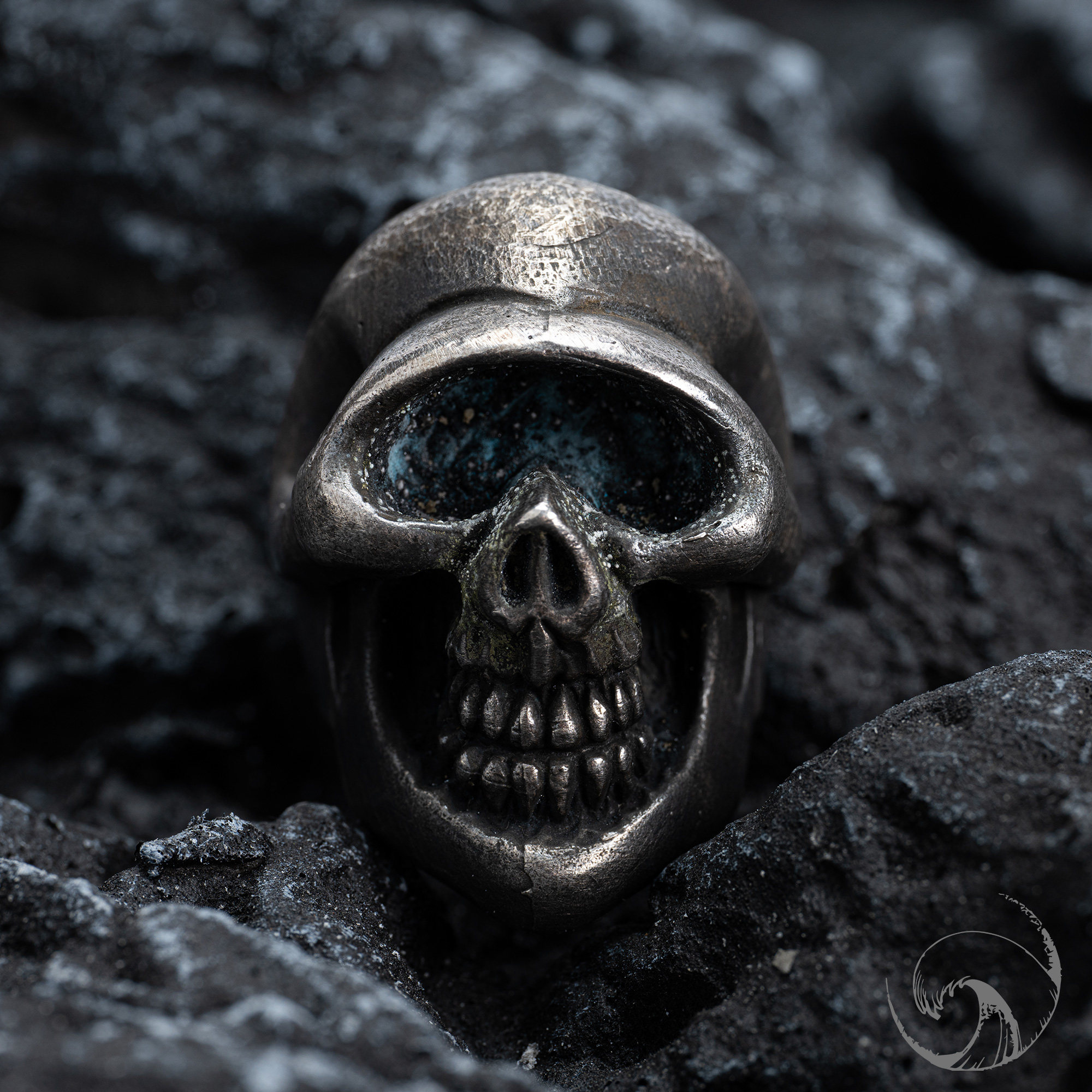 stoplight高山隆暗黑独眼空眼骷髅戒指纯银做旧扳指戒指