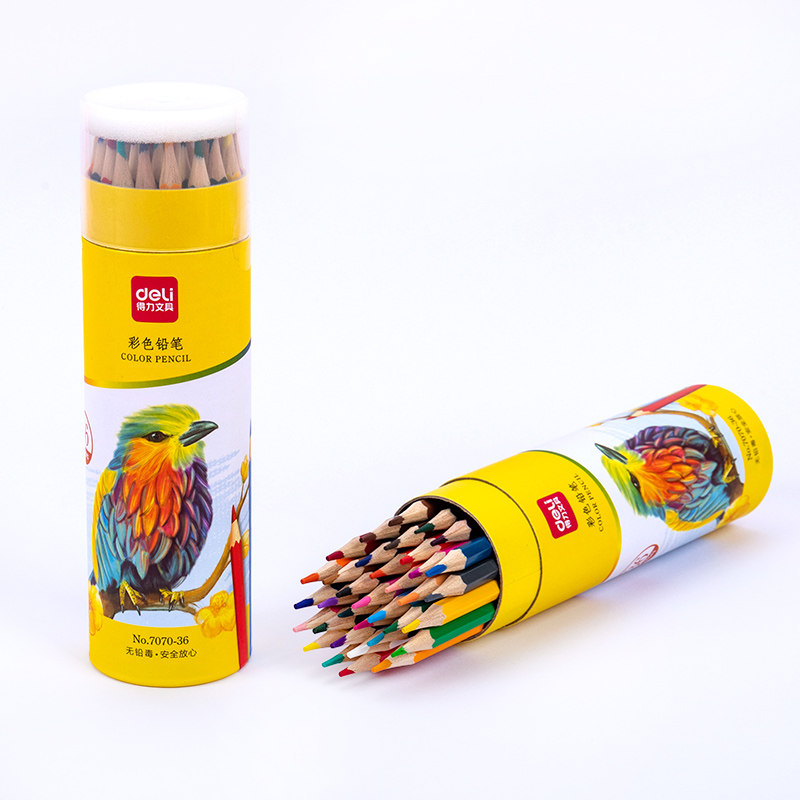 得力7070涂鸦彩色铅笔12色颜色彩色笔卡通可爱铅笔