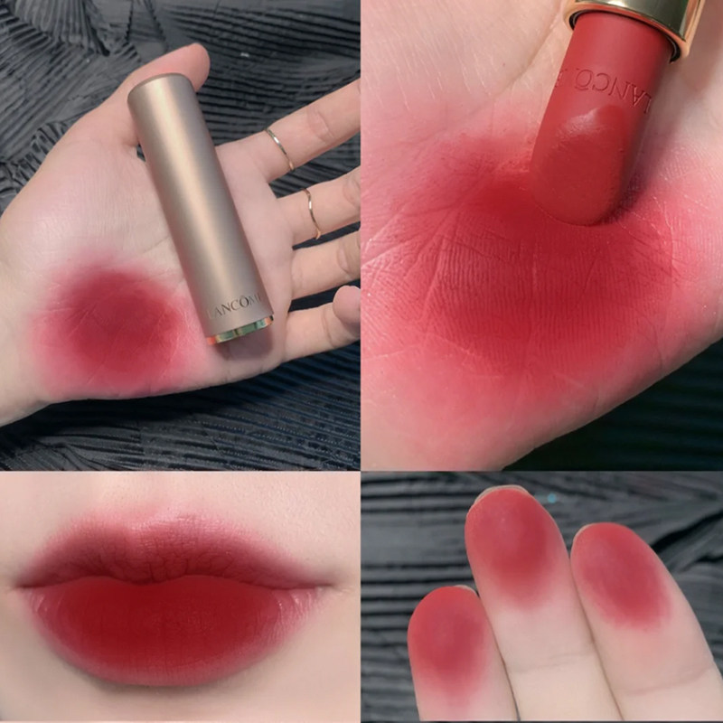 lancome兰蔻粉金管秋冬新品迷纱柔雾感口红持久888绝美野红莓