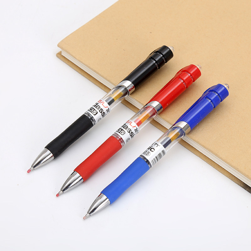 飞力k-35按动中性笔批发弹簧水性笔0.5mm黑红蓝自动笔2盒装签字笔
