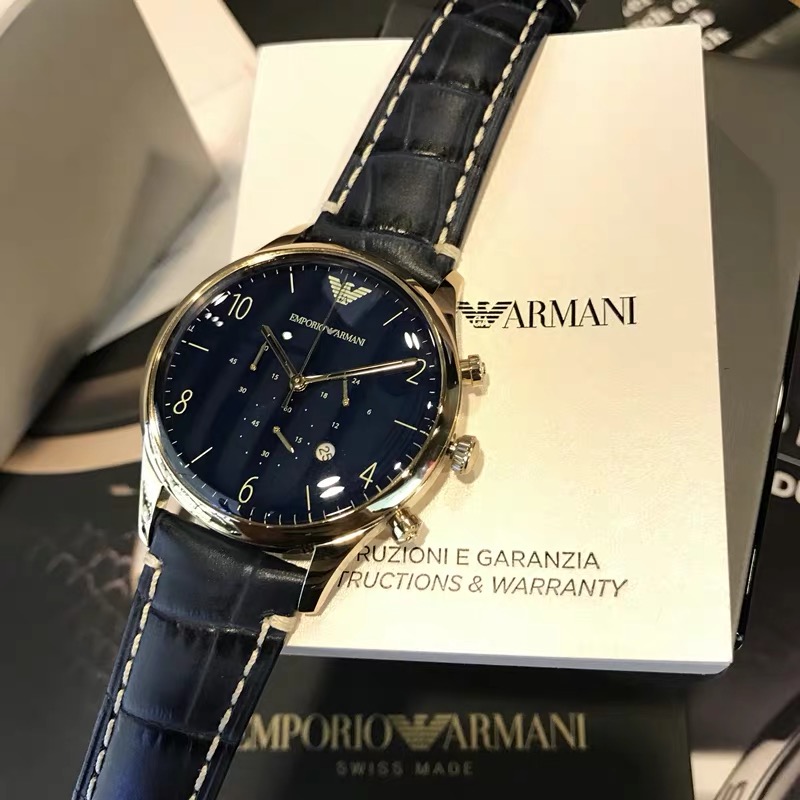 代购Armani阿玛尼手表男士腕表防水钢带三眼计时男表石英表AR1862