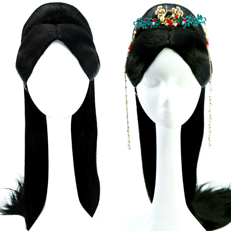 假发汉服女发发型整顶古风头套古代仙女长直整顶假发