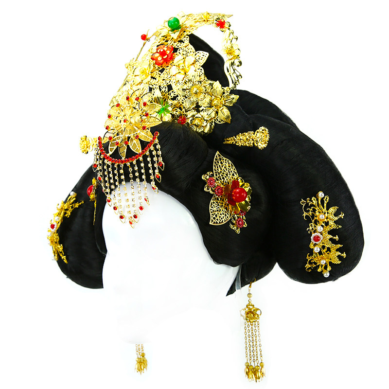 古装古代皇后贵妃凤冠大气头饰武媚娘假发全头套假发套武则天自然