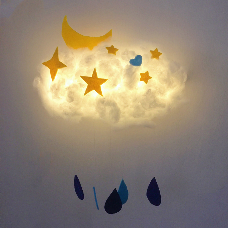 云朵手工包手工材料diy棉花水美东西做个小夜灯空中吊饰