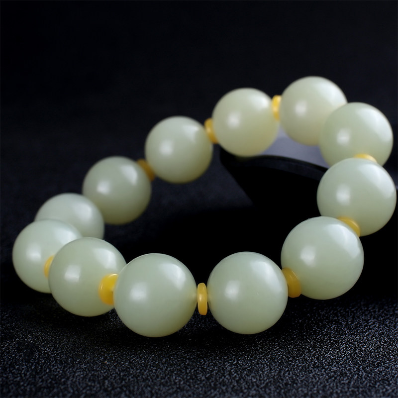 和田玉手手链男士大号16mm圆珠玉石手串男辟邪手饰