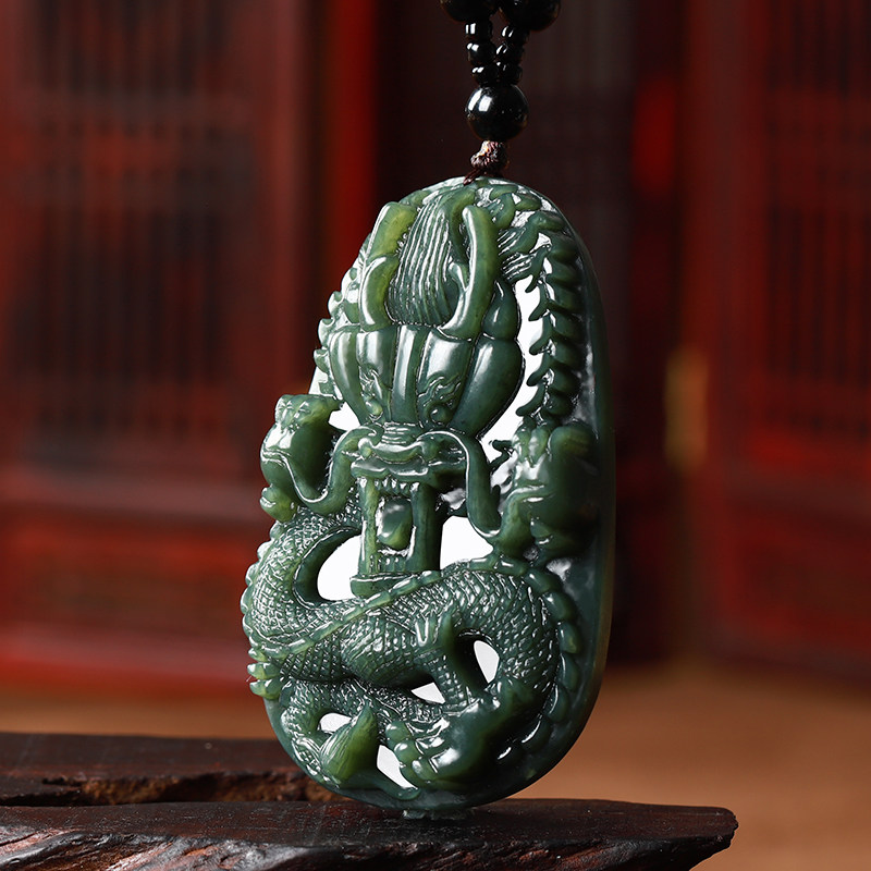 龙玉石玉坠挂件玉佩招财项链玉石和田生肖玉牌颈饰