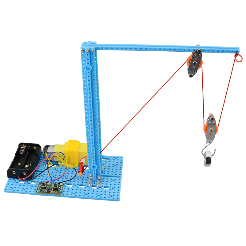 科技制作小发明初中中学生物理科学实验滑轮轮组起重机科学实验