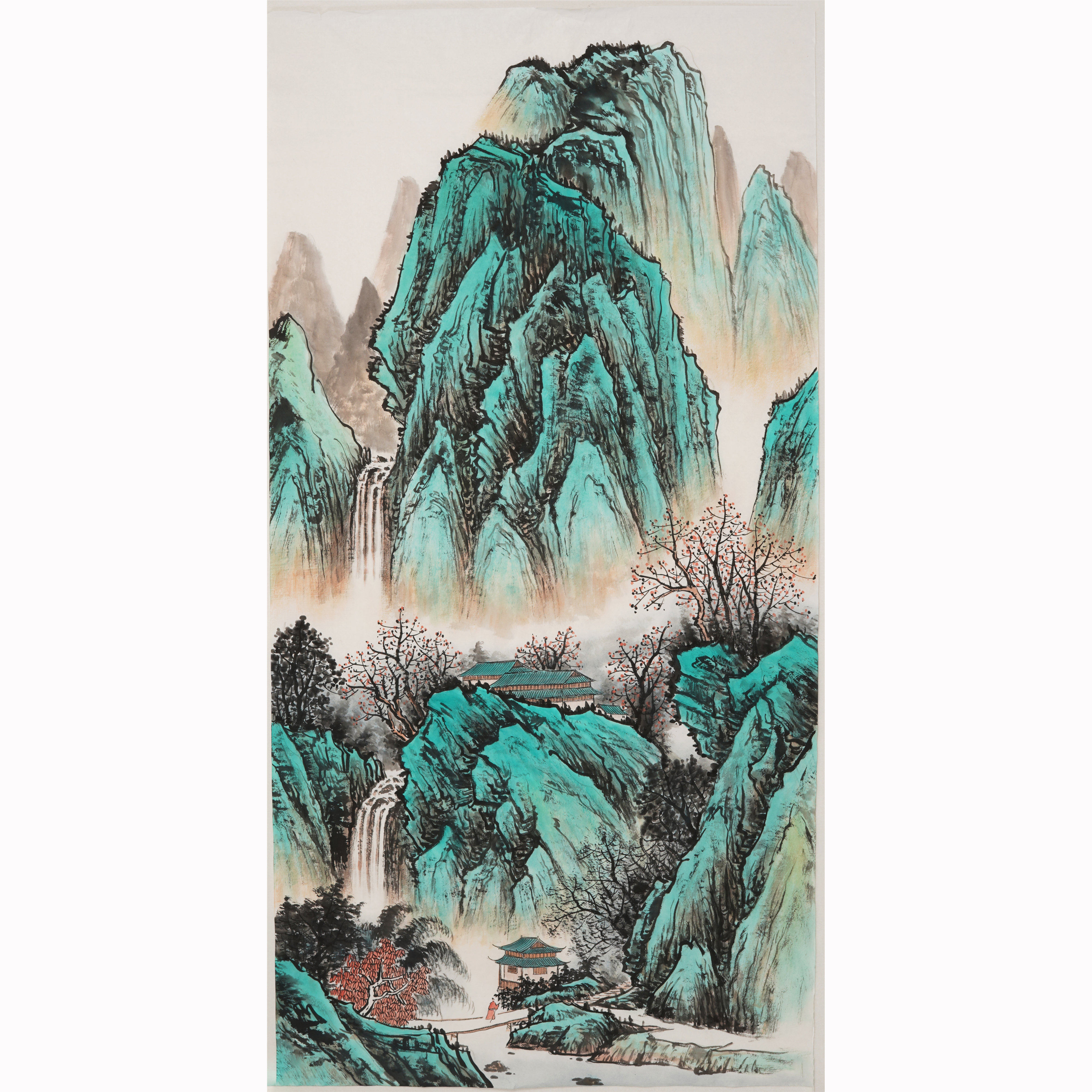 写意题款中堂挂画玄关无款手绘山水画国画题字国画