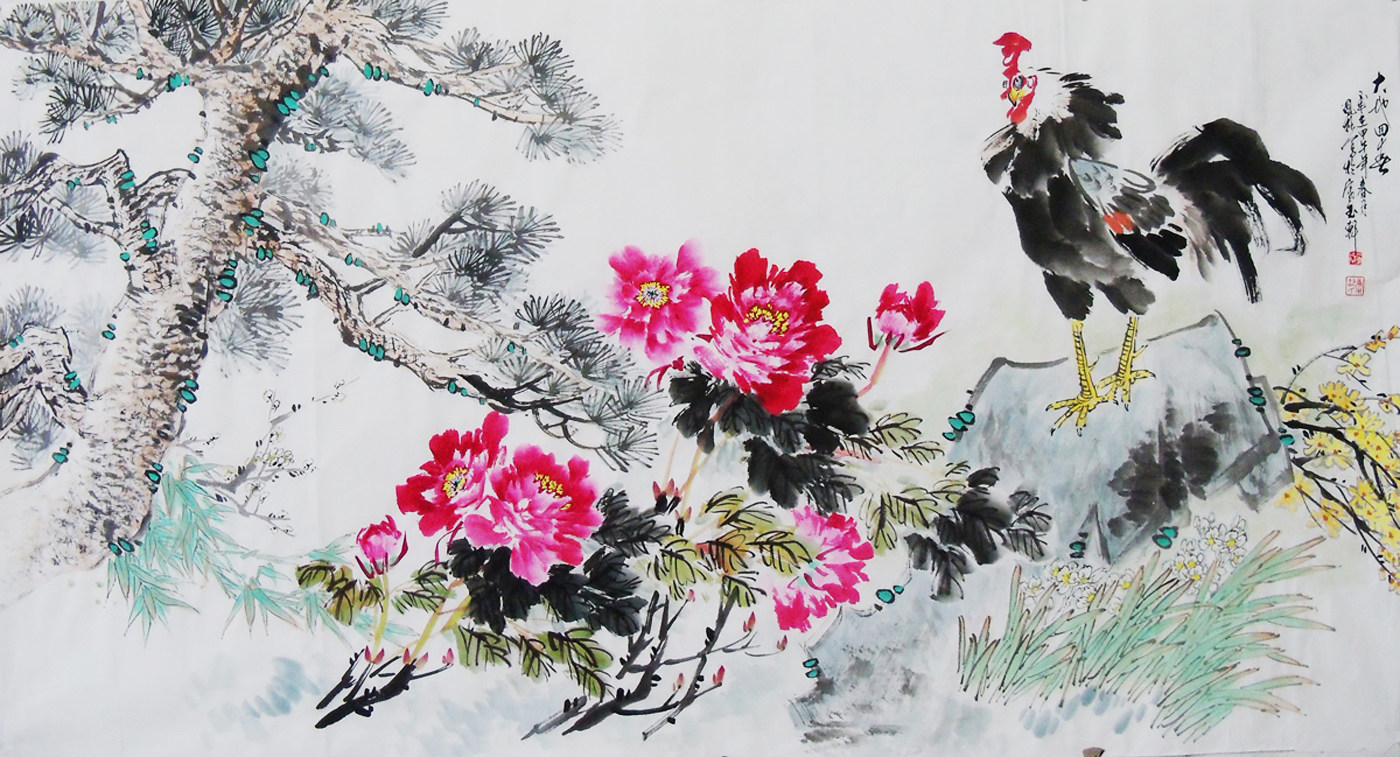 花鸟画真迹郝凤格字画名人画名写意手绘牡丹花牡丹国画