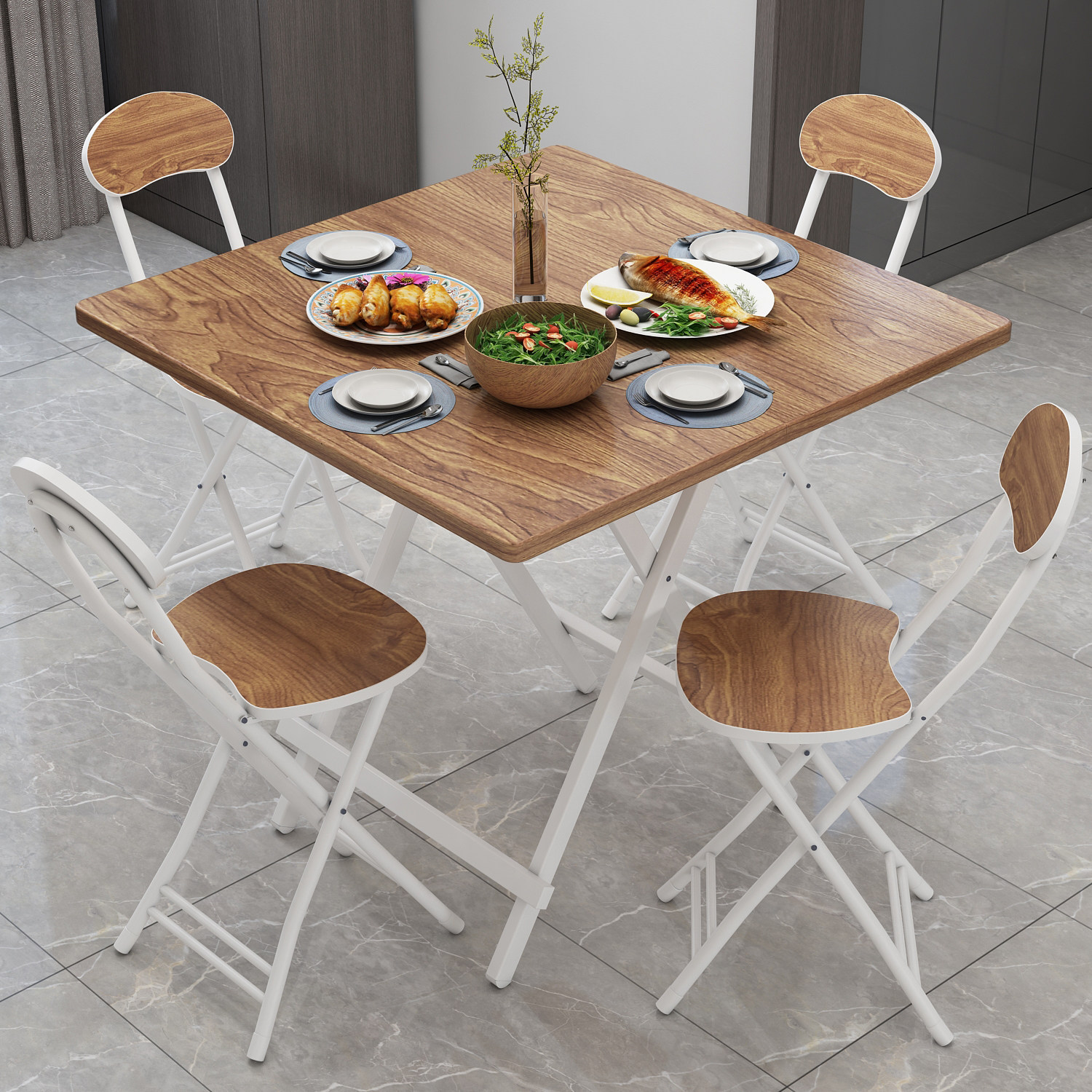 家用简易出租屋小户型可折叠伸缩餐桌便携式简约摆摊宿舍吃饭桌子