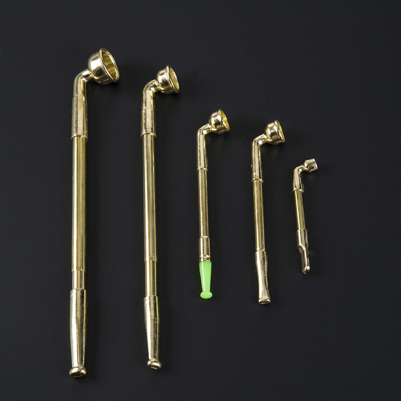 迷你小烟杆可伸缩便携仿铜烟斗锅子 老式金属卷烟插烟旱烟杆包邮