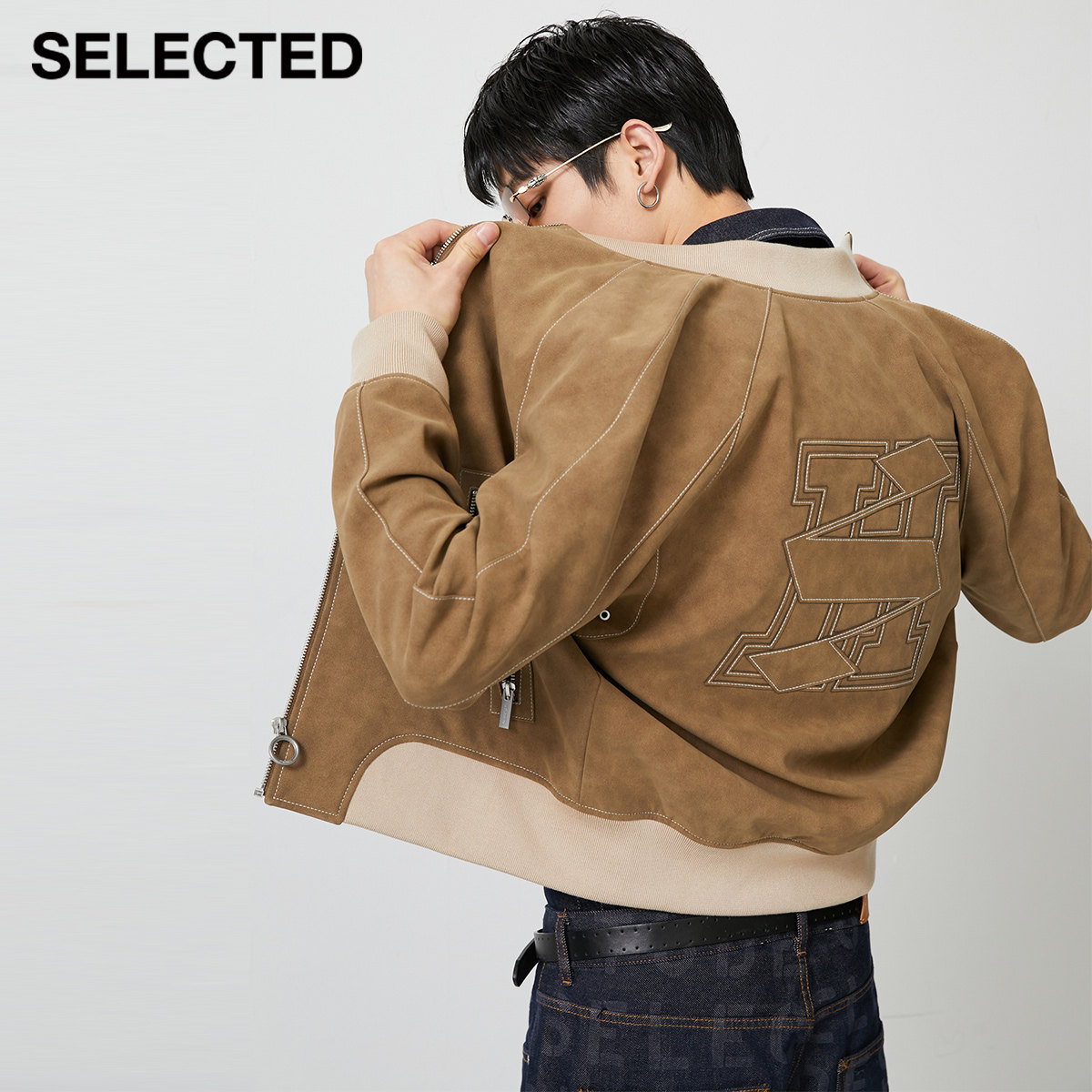 selected思莱德秋冬新款潮流棒球休闲复古pu夹克皮衣