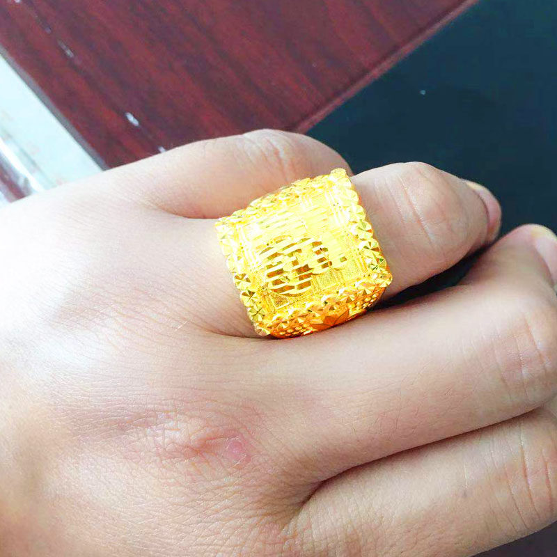 正品黄金戒指男士男款9999足金纯金首饰大扳指手饰