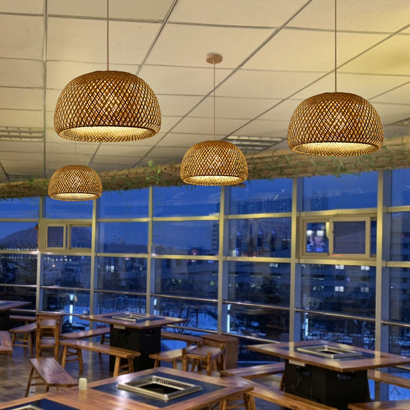 竹编吊灯灯笼复古中式酒楼茶楼民宿客栈火锅店酒店