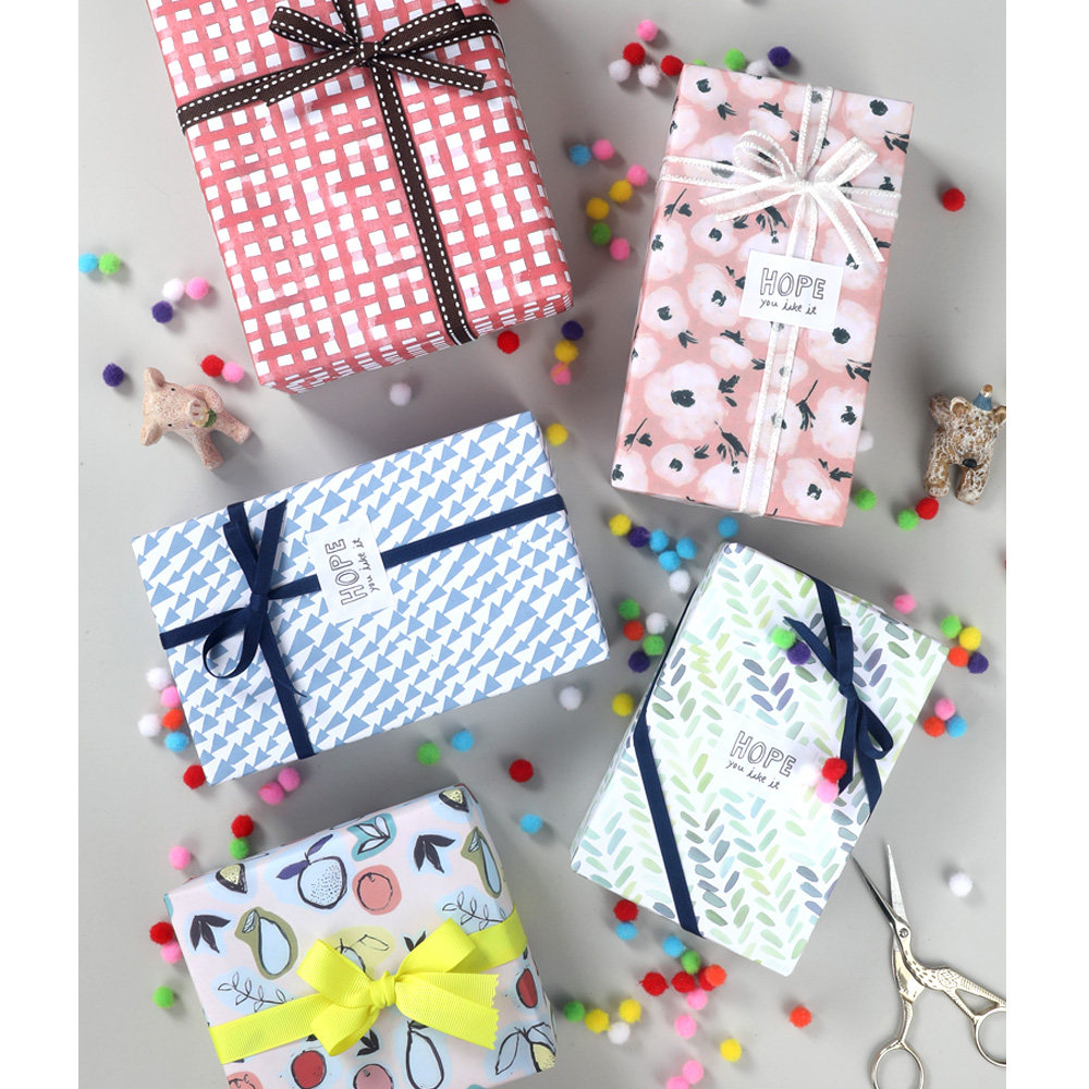 简约图案包装纸ins风创创意手工厚礼物品贴纸包装纸