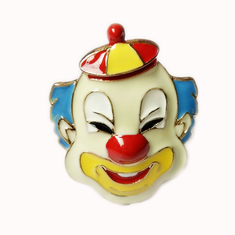 欧美日韩搞怪嘻哈珐琅鬼脸滑稽表情小丑金色戒指