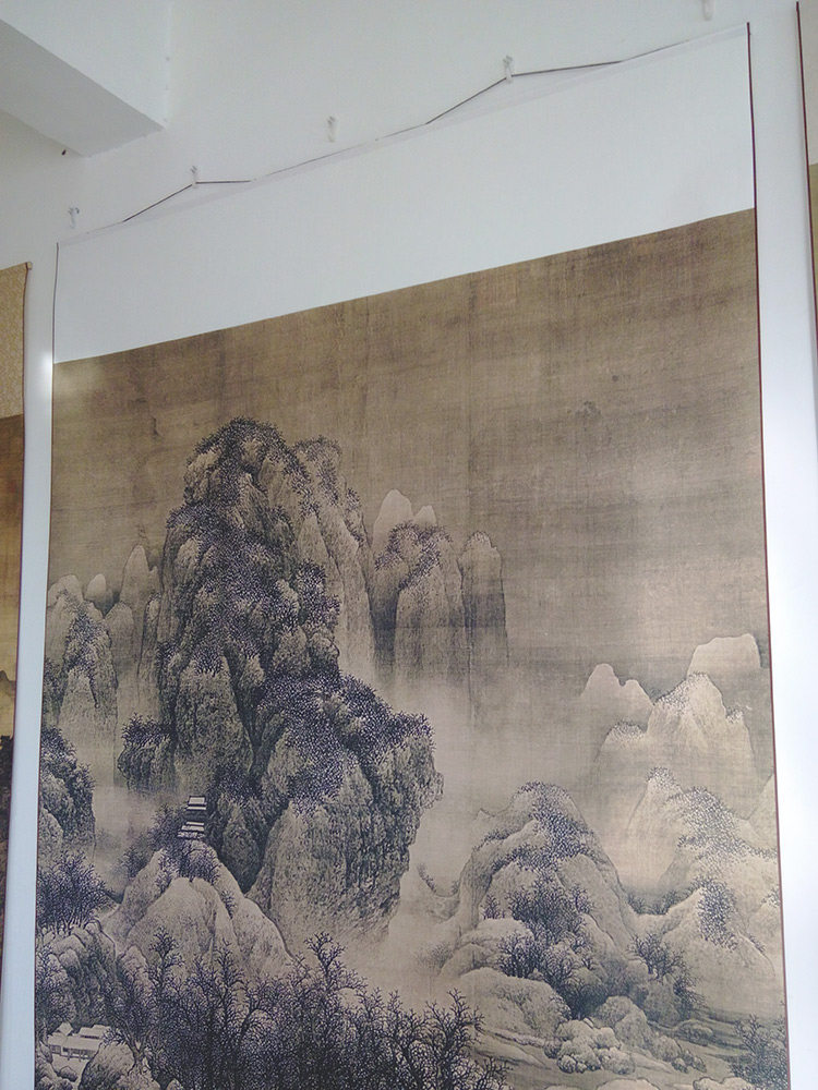 宋代山水名画范宽雪景林图微喷复制画绢画仿古国画