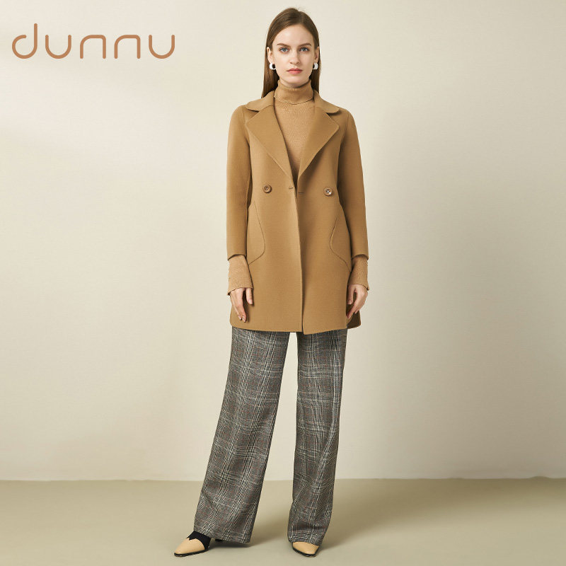 敦奴羊毛大衣dunnu2020春季新款时尚简约大气中长外套毛呢外套