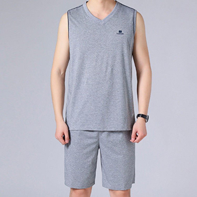 背心裤衩大马加大无袖爸爸件套两件运动短裤背心