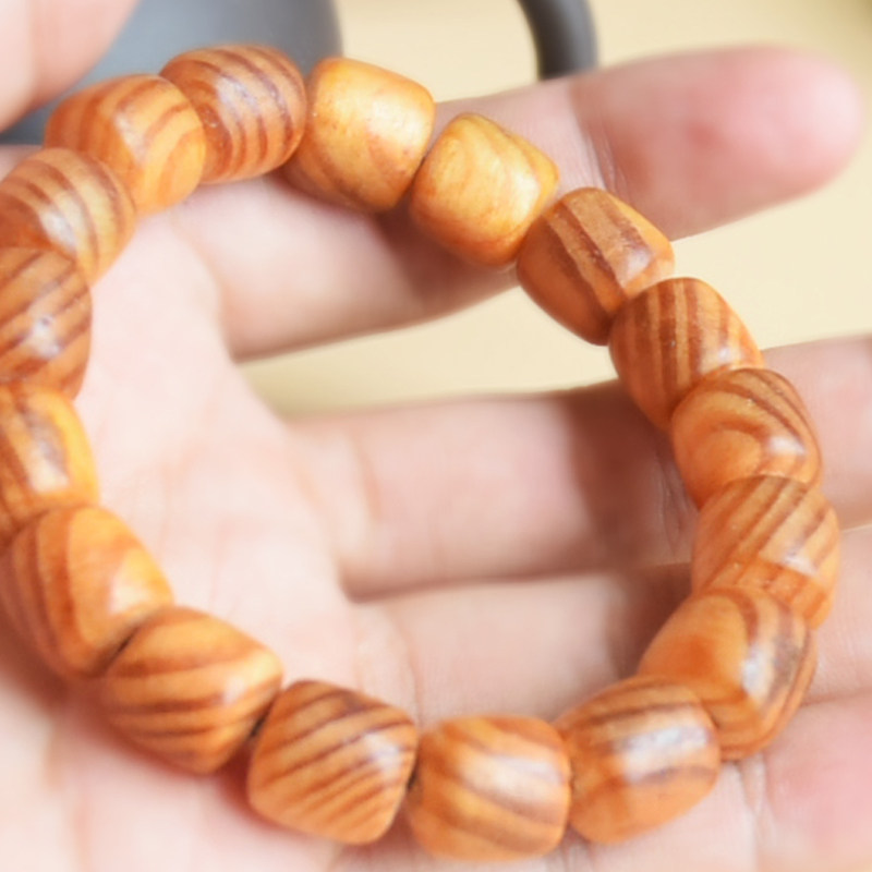 松木饰品手链佛珠男女油性高油性木心手串透光手链