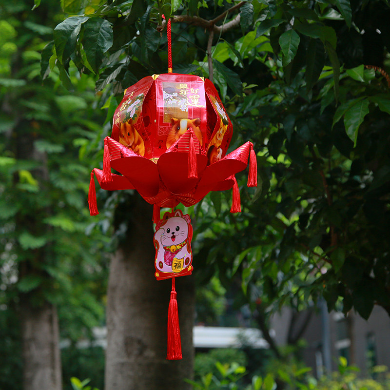 元旦新年手工工大荷花灯笼幼儿园春节亲子diy灯笼