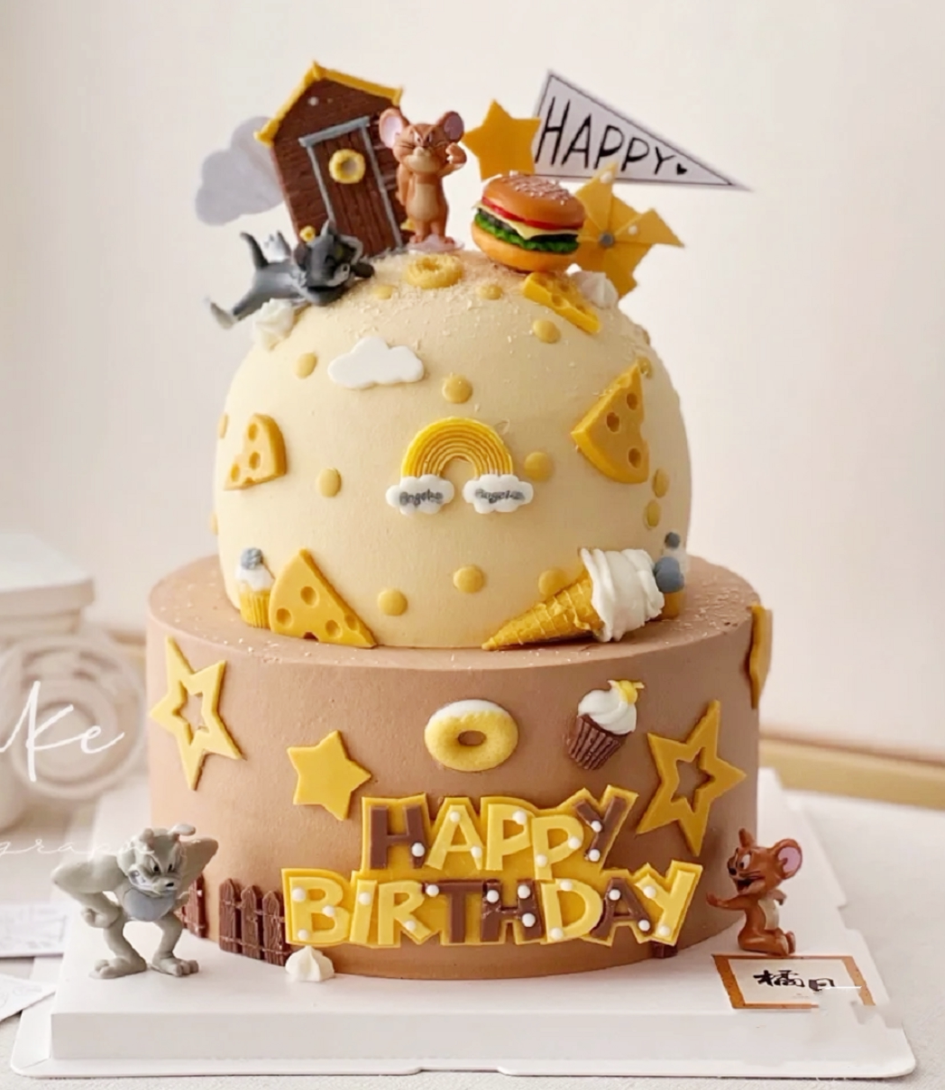 猫和老鼠蛋糕装饰摆件卡通公仔汤姆杰克儿童生日节日装扮用品