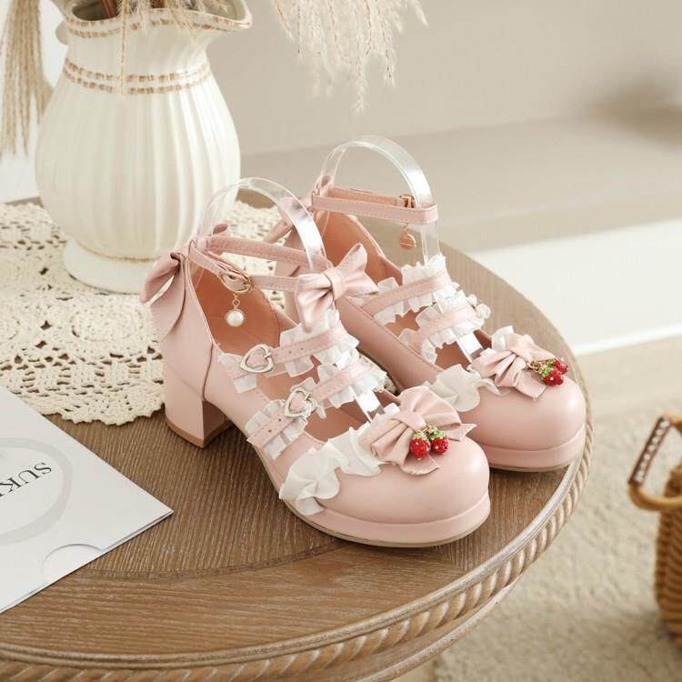 日系原创洛丽塔单鞋甜美蝴蝶结lolita高跟鞋浅口萝莉仙女鞋公主鞋