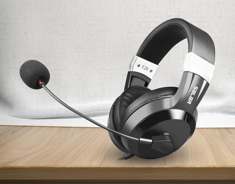 salar声籁e28头戴耳机台式机电脑usb耳麦游戏游戏电竞头戴耳机
