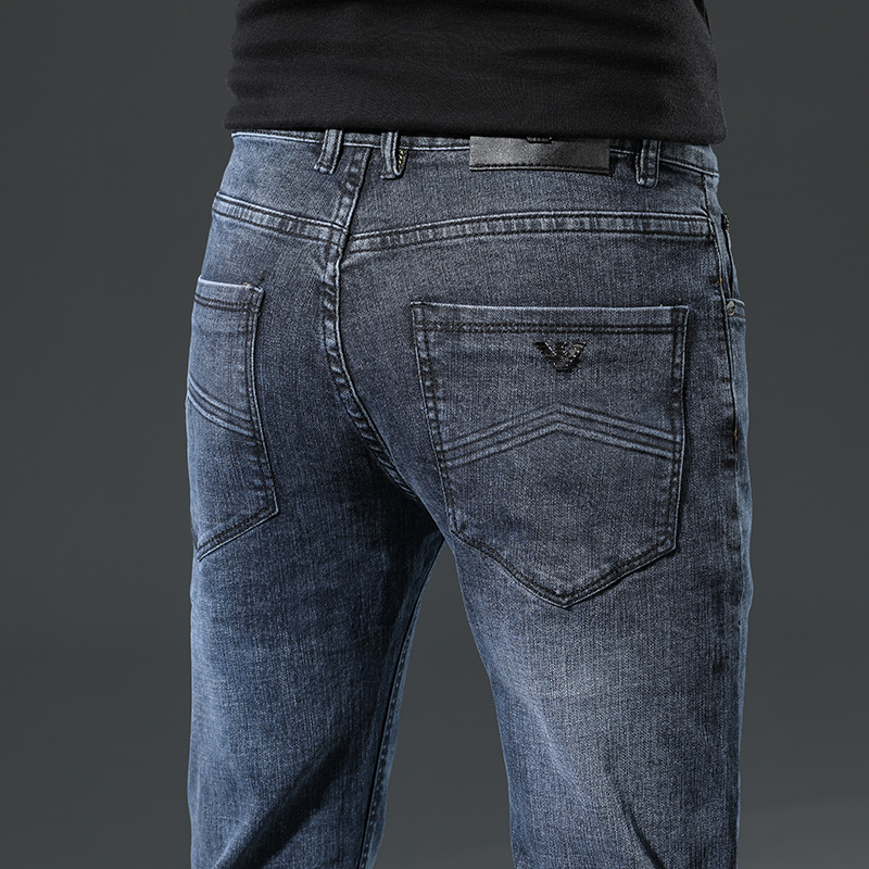 高端潮牌奇 阿玛尼亚夏薄款男士牛仔裤修身小脚休闲时尚百搭裤子