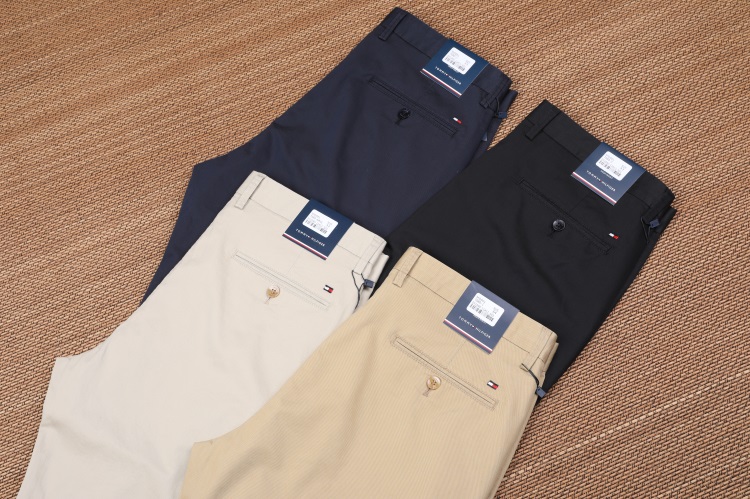 美式简约休闲裤男汤米夏季薄款直筒修身透气中腰商务免烫抗皱弹