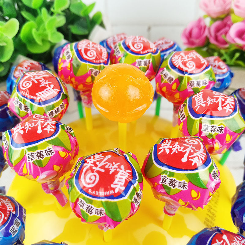 真知棒什锦水果味棒棒糖桶装108支六一儿童糖果零食50个一罐包邮