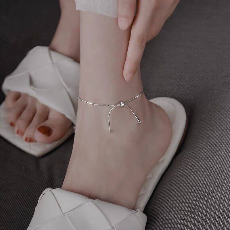 网红香港正生小潘潘必应脚链女网足银小众气质脚链