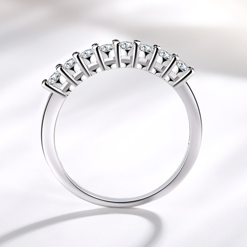 纯银镀18k金仿真钻石排戒求婚戒指女公主群镶叠戴食指尾戒包邮 - 领券